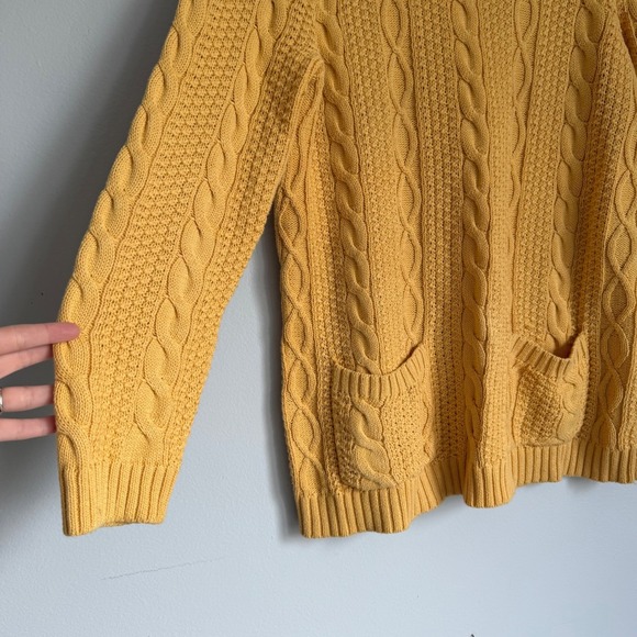 Jeanne Pierre Womens Mustard Yellow Cable Knit Fisherman's Sweater M Tunic - Picture 4 of 6
